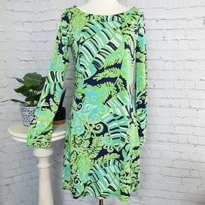 Lilly Pulitzer Ritchie Dress Boat Neck Sleeve Silk Cotton Blend Mini Dress - S